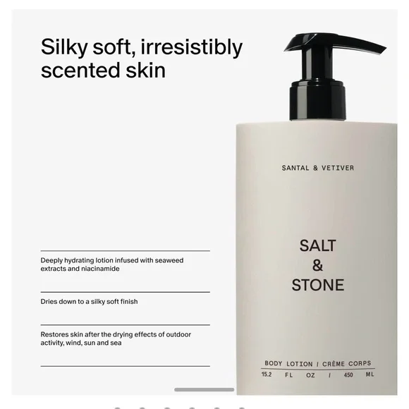 Salt & Stone Santal & Vetiver Body Lotion - Ivory Bottle - Picture 2 of 10